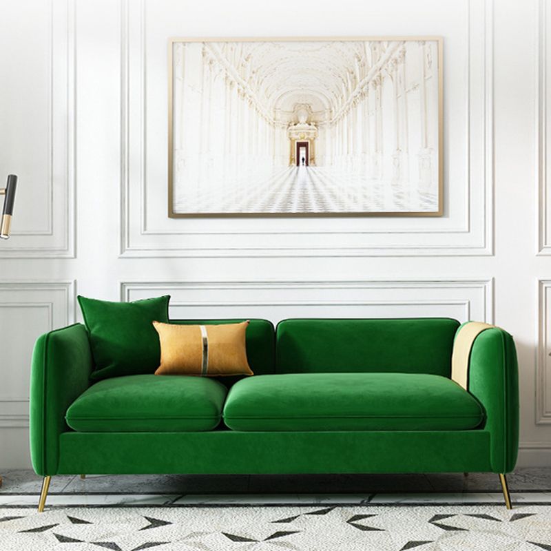 Velvet Modern Style Sofa 2/3-seat Tuxedo Arm Sofa with 2 Pillows