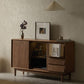 Sideboard marrone a buffet in legno massiccio contemporaneo con 2 cassetti