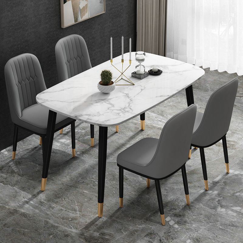 Glam kunstleer eetkamerstoel Parsons stoel met 4 poten in matte afwerking voor thuis
