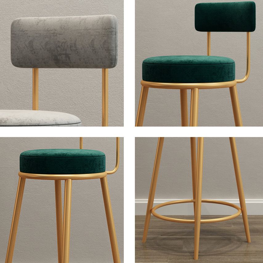 Glam Round Footrest Bar Stool Velvet Low Back Indoor Counter Chair with Gold Legs Clearhalo 'Bar Furniture' 'Bar Stools' 'bar_stools' 'furn' 'furn_bar_stools' 'furniture_bar_stools' 'Kitchen & Dining Furniture' 'kitchen&dining_furn' 'kitchen' 'kitchen_furn' Furniture' 1200x1200_300a7013-dd5b-435a-aac1-dda5d7b56d65