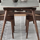 Mesa de comedor de piedra gris con patas de madera Mesa de comedor plegable moderna