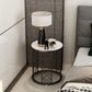 21.6" Tall Modern Round Slate Top Side Table Iron Frame End Table with Shelf