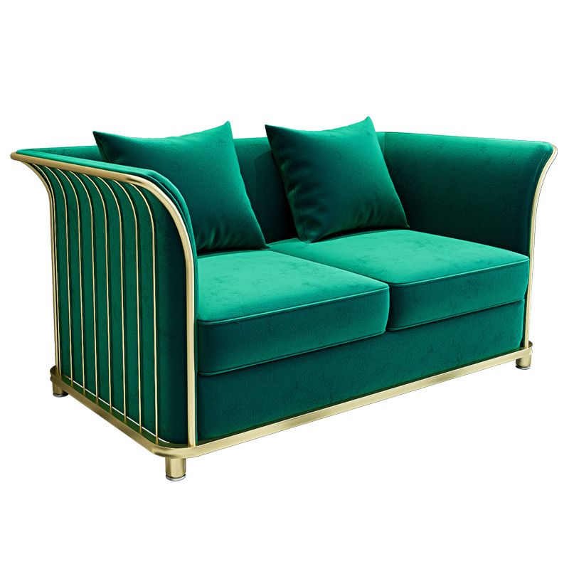 27.5" H Contemporary Velvet Tuxedo Arm Sofa with Pillows for Living Room