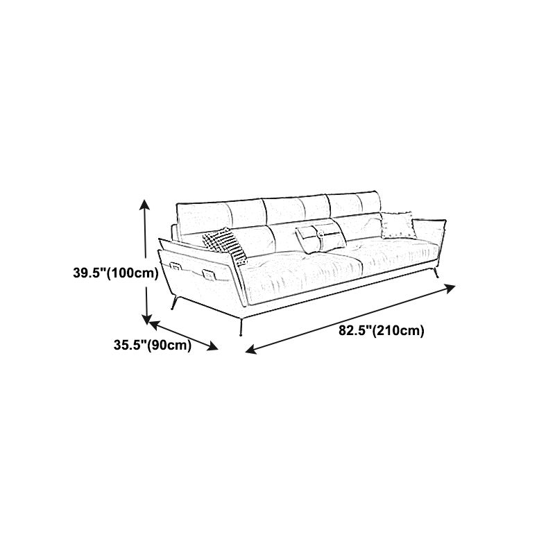 Ultra-Modern Sewn Pillow Back Faux Leather Pillow Top Arm Sofa with Wear-resisting Clearhalo 'furn' 'furn_sectionals' 'Furniture' 'furniture_sectionals' 'kitchen' 'kitchen_sectionals' 'Living Room Furniture' 'Sectionals' 1200x1200_300f227d-8df6-46e3-8985-c372bf52f1d2
