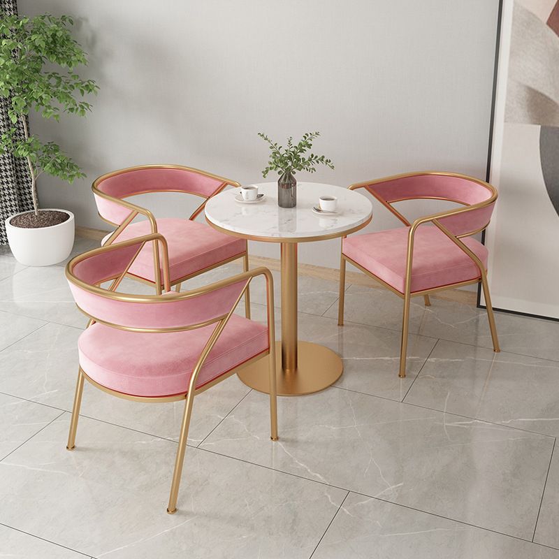 Dining Room Glam Chair Gold Legs Velvet Arm Chair with Upholstered