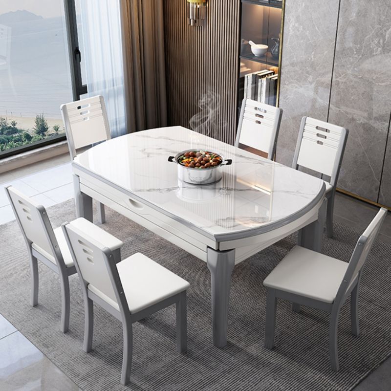 Mesa de comedor sencilla y moderna, mesa de comedor con forma rectangular y base de madera para sala de estar
