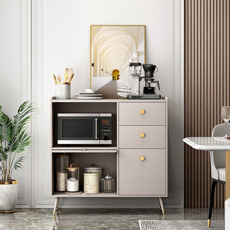 Server da pranzo a 3 cassetti moderni di pietra sinterizzata con porta di vetro