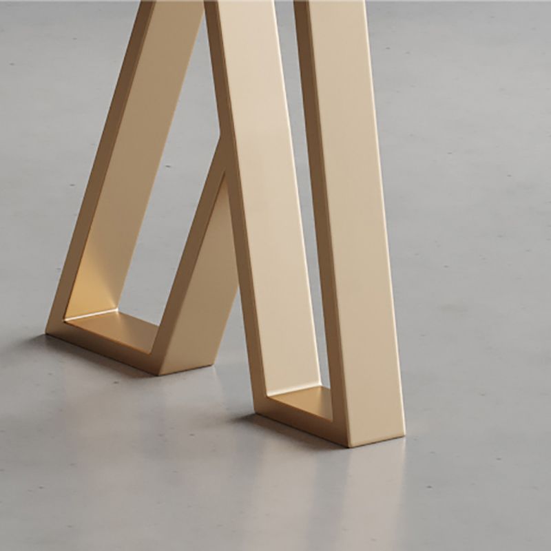 Glam Rectangle Faux Marble Pub Bar Table Gold Iron Bar Dining Table with Double Pedestal Clearhalo 'Bar Furniture' 'Bar Tables' 'bar_tables' 'furn' 'furn_bar_tables' 'Furniture' 'furniture_bar_tables' 'Kitchen & Dining Furniture' 'kitchen&dining_furn' 'kitchen' 1200x1200_30167a3e-6542-457e-9d11-2c20b34232ab