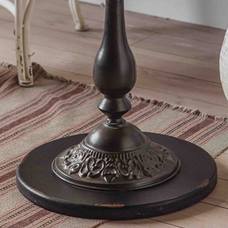 Mesa de centro individual con pedestal de metal redondo de madera maciza francesa