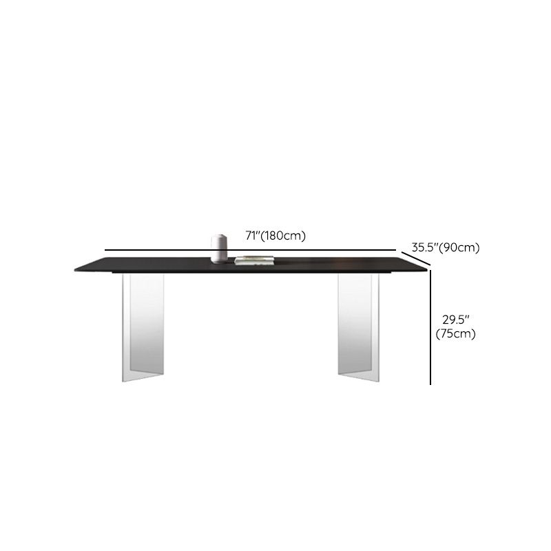 Moderne rechthoekige eettafel van gesinterde stenen tafel met plastic poten voor thuisgebruik