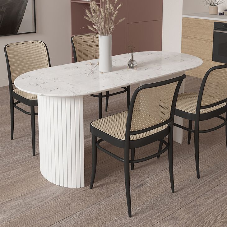 Contemporary Style Stone Dining Table Double Pedestal Table for Dining Room Clearhalo ' dining_table' 'Dining Tables & Seating' 'Dining Tables' 'furn' 'furn_dining_table' 'Furniture' 'furniture_dining_table' 'Kitchen & Dining Furniture' 'kitchen&dining_furn' 'kitchen' 'kitchen_dining_table' 1200x1200_30199778-c70c-4abe-bfa3-8c43ded48d72