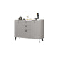 Modern Gray Sideboard Table with Drawers Wood and Stone Buffet Server Clearhalo 'buffet_sideboard' 'Buffets & Sideboards' 'furn' 'furn_buffet_sideboard' 'Furniture' 'Kitchen & Dining Furniture' 1200x1200_301a6dd1-dc90-4d44-a520-cd98512c068f