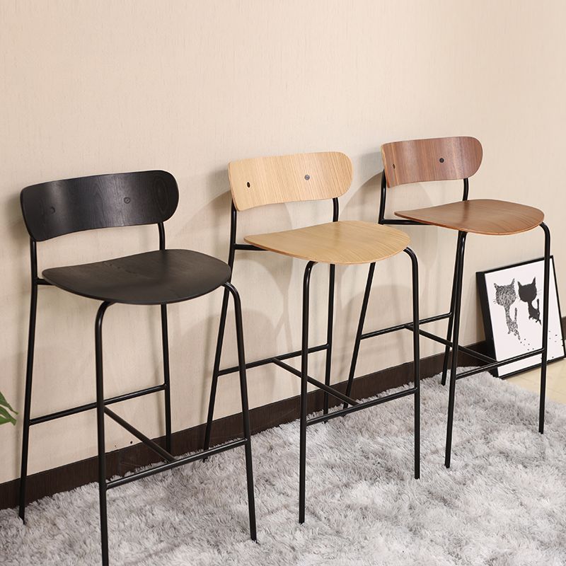 Industrial Iron Simple Barstool Restaurant Tall Stool with Wood Seat, 1 Piece Clearhalo 'Bar Furniture' 'Bar Stools' 'bar_stools' 'furn' 'furn_bar_stools' 'furniture_bar_stools' 'Kitchen & Dining Furniture' 'kitchen&dining_furn' 'kitchen' 'kitchen_furn' Furniture' 1200x1200_301b1039-f74b-498d-bea8-5922764d43de