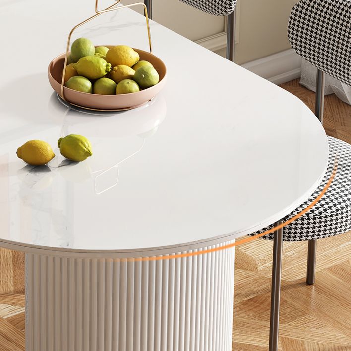 Oval Shape White Dining Table Sintered Stone Table Contemporary with Double Pedestal Clearhalo ' dining_table' 'Dining Tables & Seating' 'Dining Tables' 'furn' 'furn_dining_table' 'Furniture' 'furniture_dining_table' 'Kitchen & Dining Furniture' 'kitchen&dining_furn' 'kitchen' 'kitchen_dining_table' 1200x1200_301bc0ad-9895-4877-a480-9d1ce69fd390