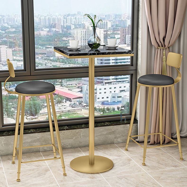 Glam Round Counter-height Stool Leather Footrest Bar Stool with Gold Base Clearhalo 'Bar Furniture' 'Bar Stools' 'bar_stools' 'furn' 'furn_bar_stools' 'Furniture' 'Kitchen & Dining Furniture' 1200x1200_301f2195-9e7f-485f-b24a-ad2fe80735f9