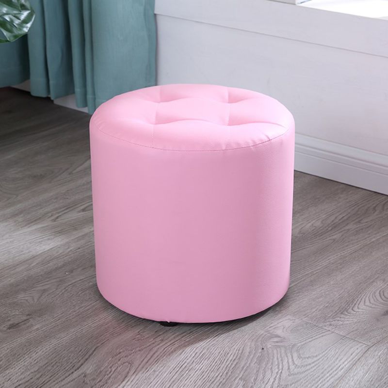 Modern Cylinder Shape Boucle Pouf Plain PU Leather Tufted Ottoman Footrest Clearhalo 'furn' 'furn_ottomans_poufs' 'Furniture' 'Living Room Furniture' 'Ottomans & Poufs' 'ottomans_poufs' 1200x1200_302026c8-364c-42f1-987c-c8c08c6d0d0e