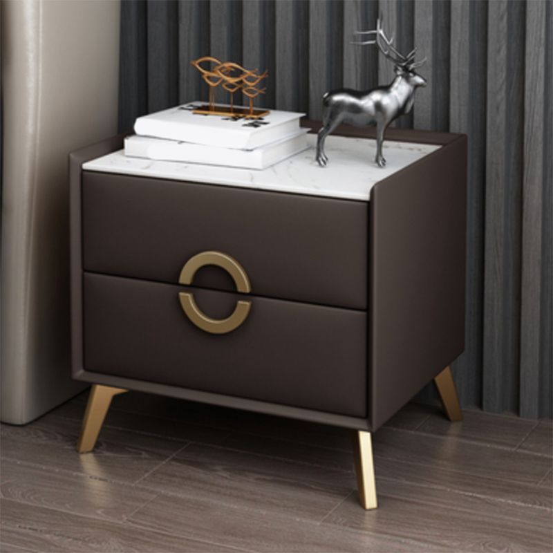 Classic Glam Accent Table Nightstand Stone Nightstand with 2 Drawers Clearhalo 'Bedroom Furniture' 'furn' 'furn_night_stand' 'Furniture' 'night_stand' 'Nightstands' 1200x1200_3020b1d6-dc24-46d0-b49d-32f7f6939531