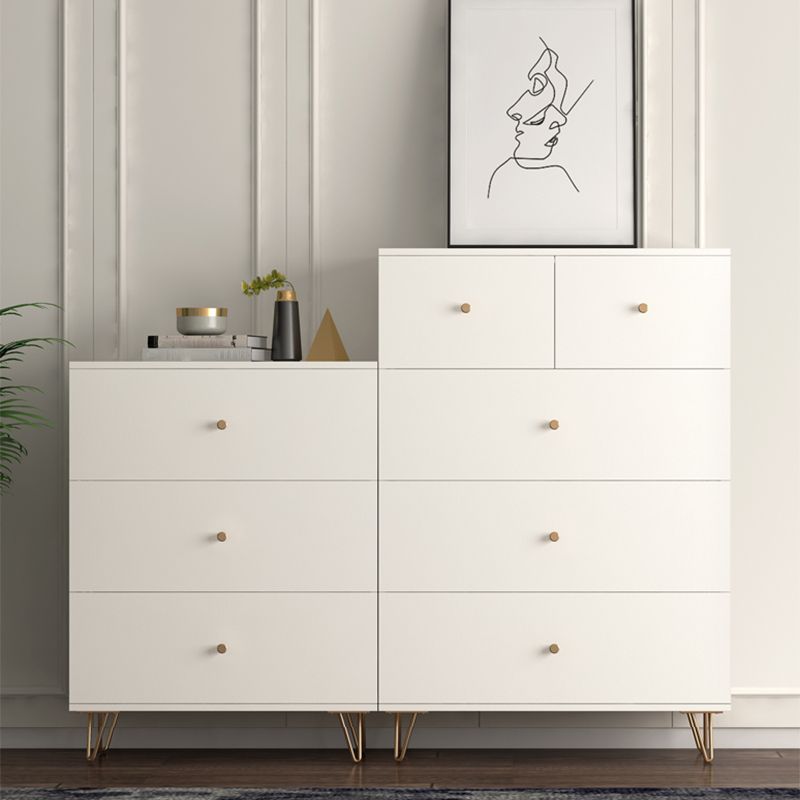 White Contemporary Accent Chest Rectangle Accent Cabinet with Drawers, Scratch Resistant