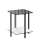 Modernistic Glass Top Square End Table 23.7" Tall Side Table with Shelf Clearhalo 'Coffee & Accent Tables' 'End & Side Tables' 'end_side_tables' 'furn' 'furn_end_side_tables' 'Furniture' 'Living Room Furniture' 1200x1200_302242e9-d934-4e4b-9d20-bf4869082d0c