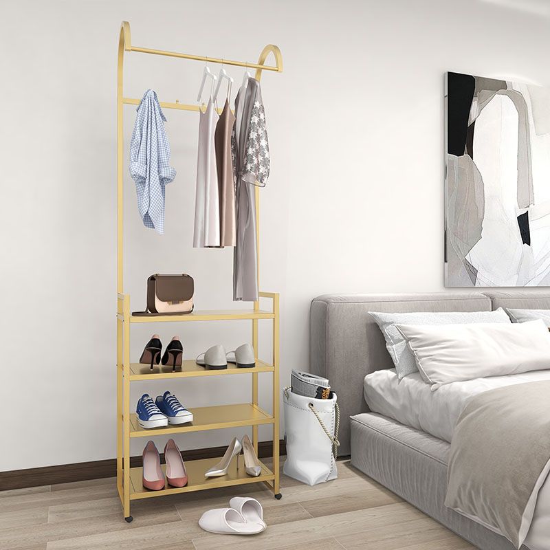Luxurious Metallic Coat Hanger Free Standing Multicapa Estantes de diseño de la reverencia