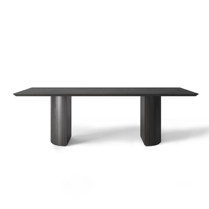 Solid Wood Black Tone Table Simplicity Double Pedestal Table for Dining Room Clearhalo ' dining_table' 'Dining Tables & Seating' 'Dining Tables' 'furn' 'furn_dining_table' 'Furniture' 'furniture_dining_table' 'Kitchen & Dining Furniture' 'kitchen&dining_furn' 'kitchen' 'kitchen_dining_table' 1200x1200_30237668-34ba-45c4-aa92-4132a2f4588b