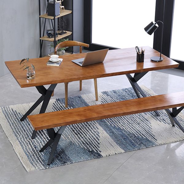 Industrial Rectangle Dining Table Wooden Table with Metal Legs for Home Use Clearhalo 'Dining Tables & Seating' 'Dining Tables' 'dining_table' 'furn' 'furn_dining_table' 'Furniture' 'Kitchen & Dining Furniture' 1200x1200_3023b8d7-3d3e-4555-bd33-cb287155b1a6