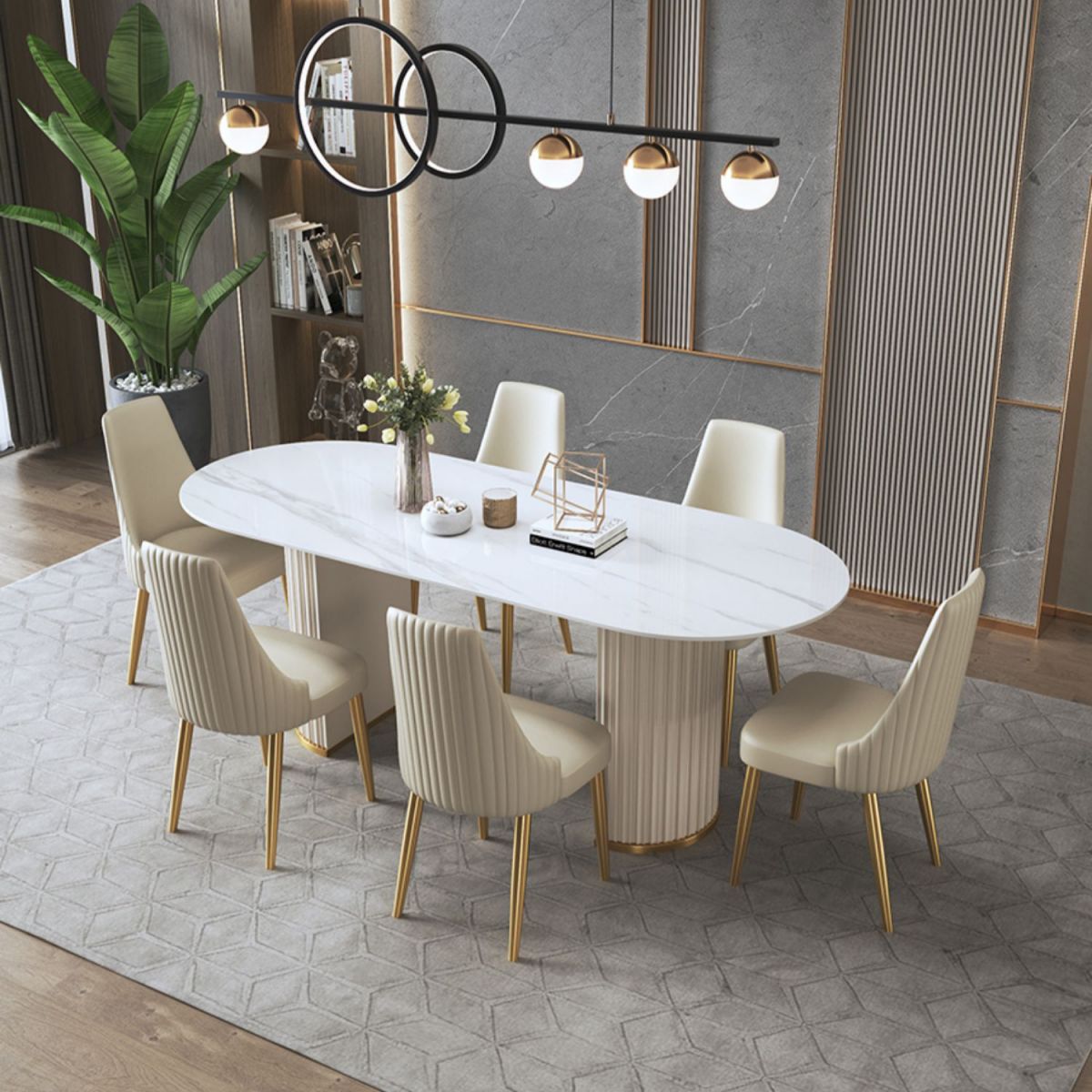 Glam Sintered Stone White Dining Table Oval Standard Dining Table for Kitchen Clearhalo ' dining_table' 'Dining Tables & Seating' 'Dining Tables' 'furn' 'furn_dining_table' 'Furniture' 'furniture_dining_table' 'Kitchen & Dining Furniture' 'kitchen&dining_furn' 'kitchen' 'kitchen_dining_table' 1200x1200_3023c82d-5a1e-4472-9cb4-d5525c046dad