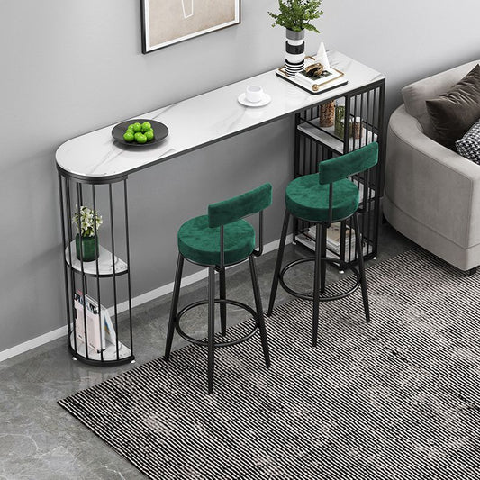 Modern Bar Table Set 1/3/4 Pieces Stone Counter Table with Upholstered Stools Clearhalo 'Bar Furniture' 'furn' 'furn_home_bar_bar_sets' 'Furniture' 'Home Bars & Bar Sets' 'home_bar_bar_sets' 'Kitchen & Dining Furniture' 1200x1200_30245741-88ed-4070-a638-c6e40a356ad6