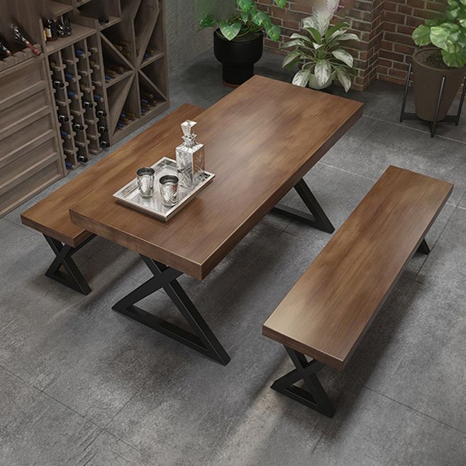 Industrial Solid Wood Dining Table Brown Rectangle Table with Sled Base for Dinning Room Clearhalo ' dining_table' 'Dining Tables & Seating' 'Dining Tables' 'furn' 'furn_dining_table' 'Furniture' 'furniture_dining_table' 'Kitchen & Dining Furniture' 'kitchen&dining_furn' 'kitchen' 'kitchen_dining_table' 1200x1200_30258d07-15bd-4be8-b5dd-460ac1dcc5c1