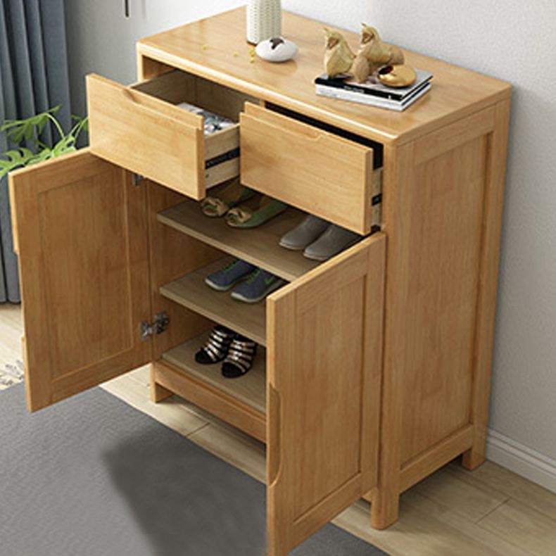 Mid-Century Cabinet with 2 Doors and 2 Drawers in Rubberwood Clearhalo 'Cabinets & Chests' 'cabinets_chests' 'furn' 'furn_cabinets_chests' 'Furniture' 'Living Room Furniture' 1200x1200_30267dc5-adf0-4fb9-a7e5-f2a05c35998d