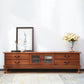 Traditioneel massief houten tv-meubel, 19,7 inch H tv-console met 4 lades en kast