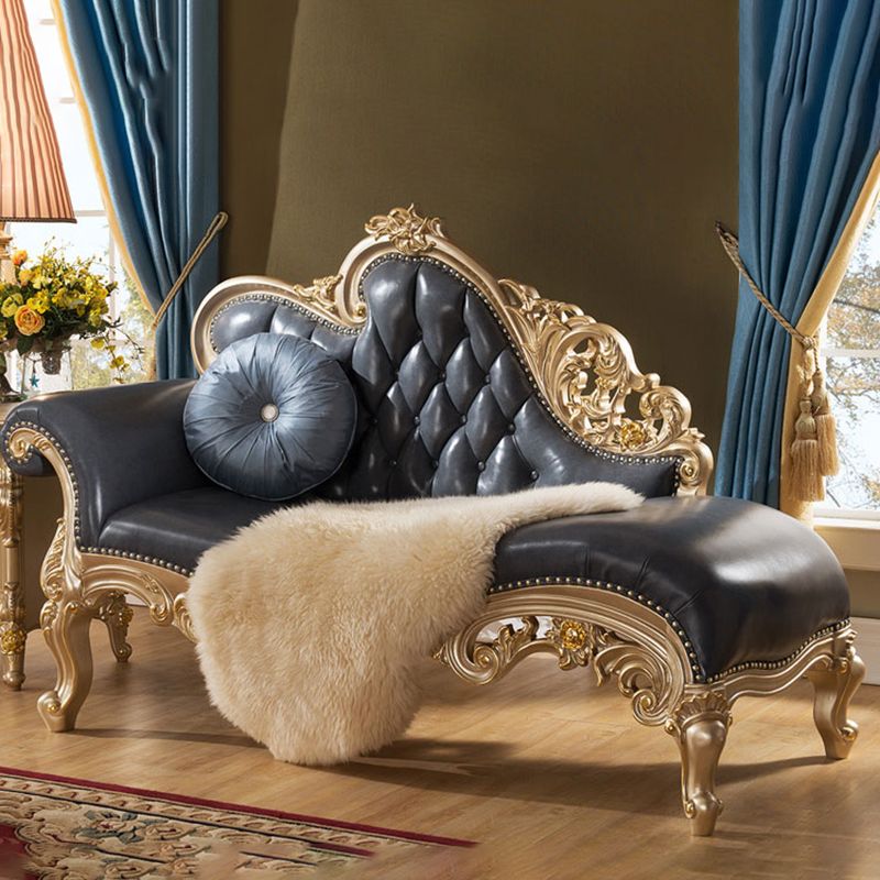 Genuine Leather Accent Chair Traditional Solid Wood Rolled Arms Chaise Clearhalo 'Chairs & Seating' 'Chaise Lounge' 'chaise_lounge' 'furn' 'furn_chaise_lounge' 'Furniture' 'Living Room Furniture' 1200x1200_3026c52a-8b6e-4ced-bd50-b19e69bb391f