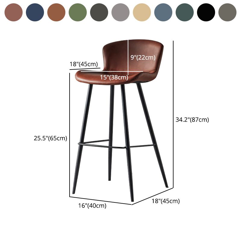 Modern Style Bar Stool Metal Base Barstools with Faux Leather Seat for Kitchen Clearhalo 'Bar Furniture' 'Bar Stools' 'bar_stools' 'furn' 'furn_bar_stools' 'furniture_bar_stools' 'Kitchen & Dining Furniture' 'kitchen&dining_furn' 'kitchen' 'kitchen_furn' Furniture' 1200x1200_30287961-44aa-41ab-b455-24615cdbb728
