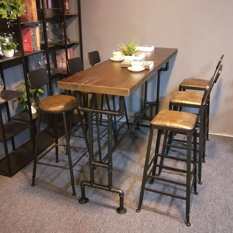 Industrial Bar Dining Table Cafe and Breakroom Bar Stool Table Clearhalo 'Bar Furniture' 'Bar Tables' 'bar_tables' 'furn' 'furn_bar_tables' 'Furniture' 'Kitchen & Dining Furniture' 1200x1200_3028cec9-e709-4229-ad4d-0c77741f7ae7