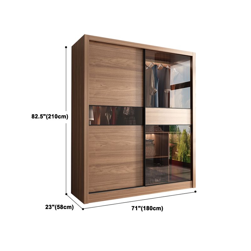 Brown Wardrobe Closet Engineered Wood Storage Cabinet for Bedroom