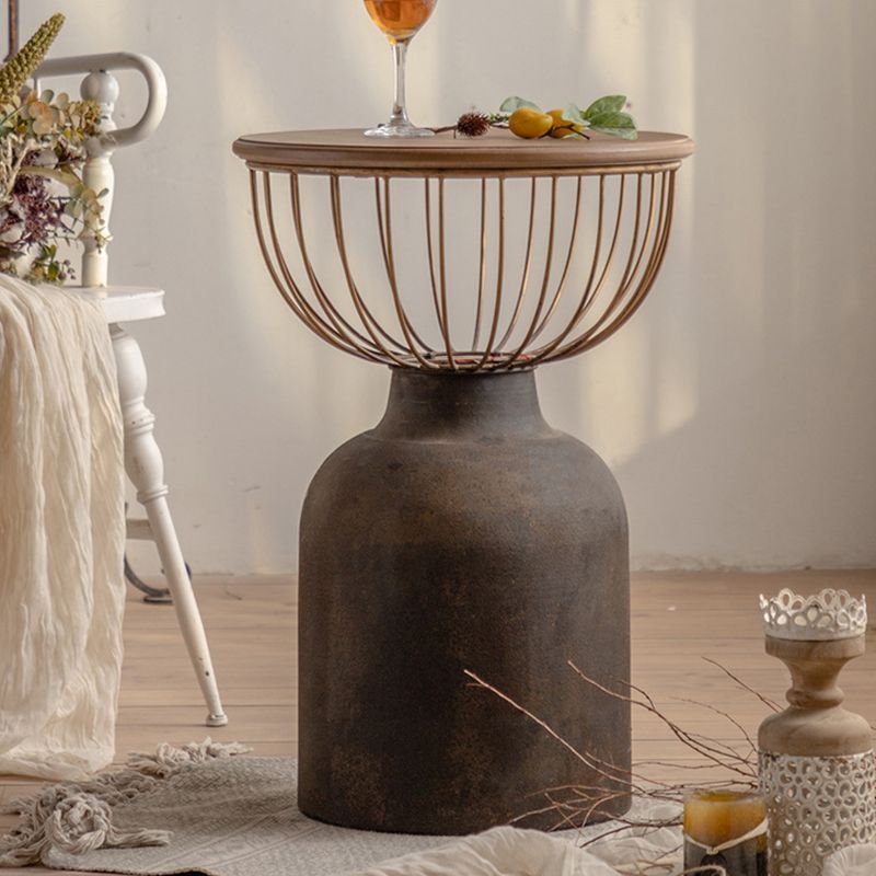 Antique Brass/Black End Table French Country Round Wood Side Table Clearhalo 'Coffee & Accent Tables' 'End & Side Tables' 'end_side_tables' 'furn' 'furn_end_side_tables' 'Furniture' 'Living Room Furniture' 1200x1200_302cba71-2026-41d0-ac52-097db4c63419