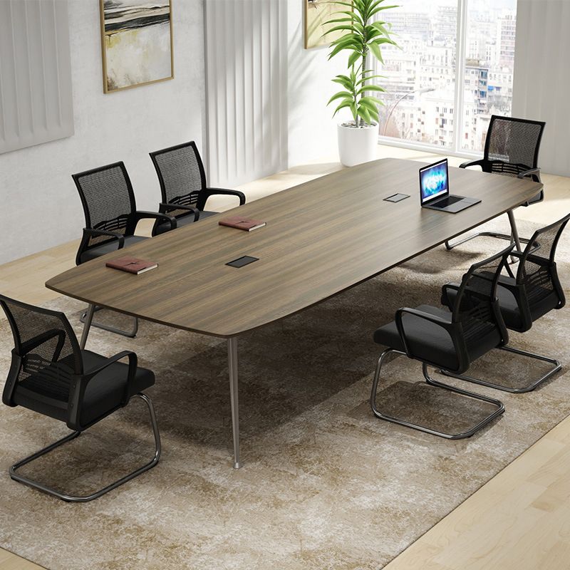 Brown Industrial Office Desk with Iron Pin Legs Artificial Wood Writing Desk Parsons Clearhalo 'furn' 'furn_office_desk' 'Furniture' 'Office Desks' 'Office Furniture' 'office_desk' 1200x1200_302e0fac-64cc-4fdb-839a-76579d6cc4e8