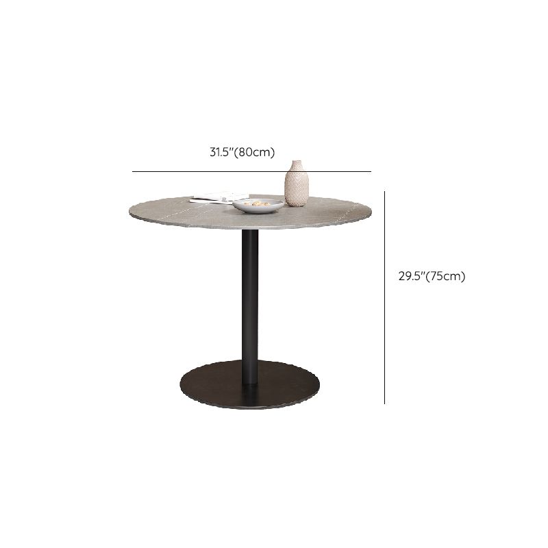 Mesa de comedor de piedra gris con base metálica, mesa de comedor redonda moderna para el hogar