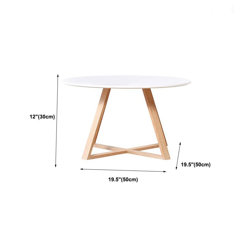 Tavolo in legno solido rotondo in stile nordico con tavola laterale incrociata in legno