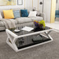 Modern Style Tempered Glass Top Cocktail Table Metal Frame Coffee Table