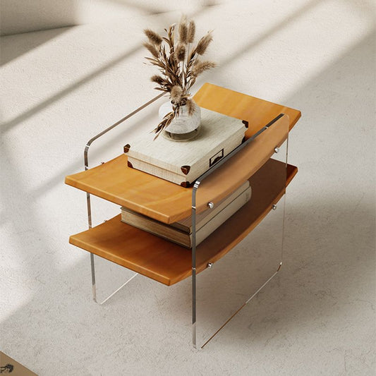 19.29" Tall Solid Wood End Table Natural Sled Accent Side Table