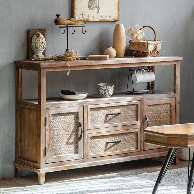 Traditional Wooden Dining Server Open Storage Sideboard for Dining Room Clearhalo 'buffet_sideboard' 'Buffets & Sideboards' 'furn' 'furn_buffet_sideboard' 'Furniture' 'Kitchen & Dining Furniture' 1200x1200_303704e8-6225-483d-9c9e-6c05d780b172