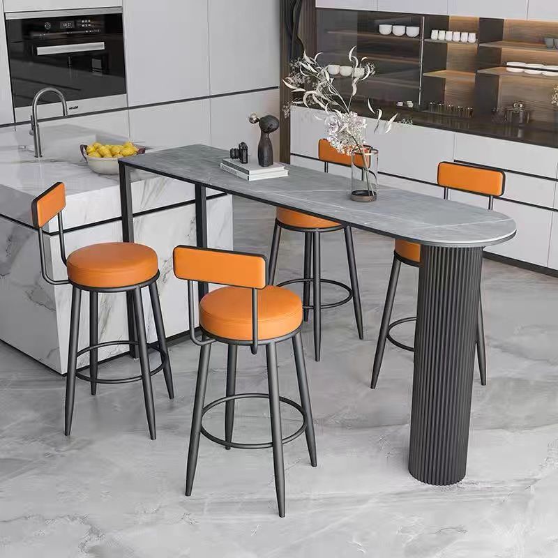 Modern Metal Legs Upholstered Indoor Bar Stool with Footrest