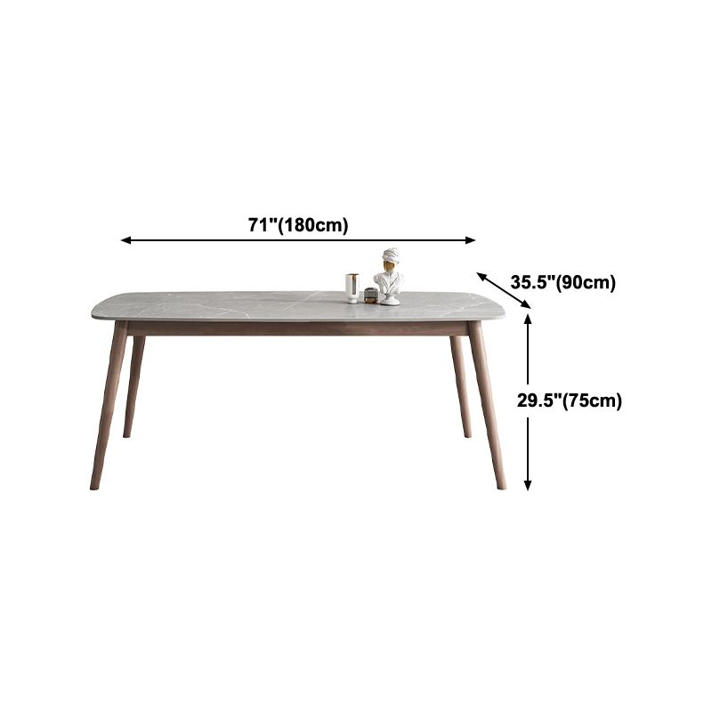 Midden-eeuwse eettafel stenen top eettafel met massieve houten basis