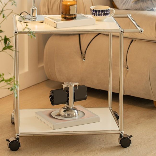 Mesa lateral de metal/vidrio rectangular con estilo moderno de base entre la base de la mitad del siglo