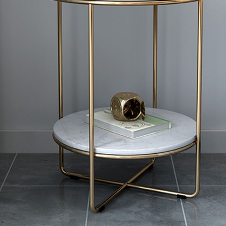 23.62 "Cama de altura Mesa de mármol nocturna con 2 estantes