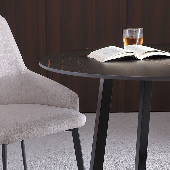 Metal Contemporary Dining Set 1/2/3 Pieces Black Stone Dining Table with Padded Chairs Clearhalo 'Dining Room Sets' 'Dining Tables & Seating' 'dining_room_set' 'furn' 'furn_dining_room_set' 'Furniture' 'Kitchen & Dining Furniture' 1200x1200_303aef0a-dccb-4ddd-99c8-70e24f270ab0