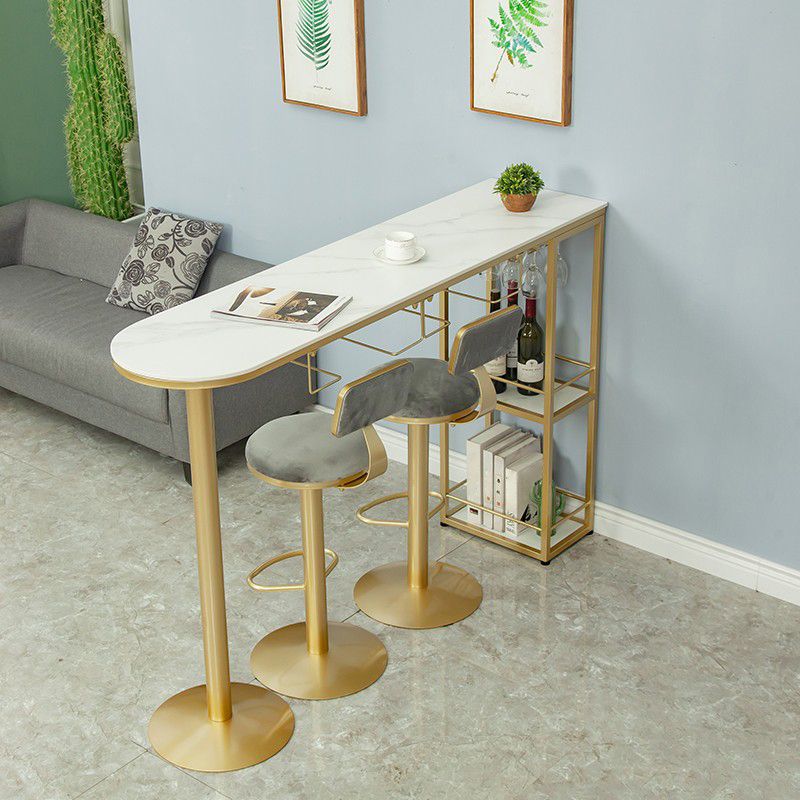 Glam Oval Bar Pub Table Set 1/3 Pieces Stone Top Bar Stool and Table Set Clearhalo 'Bar Furniture' 'furn' 'furn_home_bar_bar_sets' 'Furniture' 'Home Bars & Bar Sets' 'home_bar_bar_sets' 'Kitchen & Dining Furniture' 1200x1200_303dd905-d47e-43c8-84ae-ed271b3bfe8e