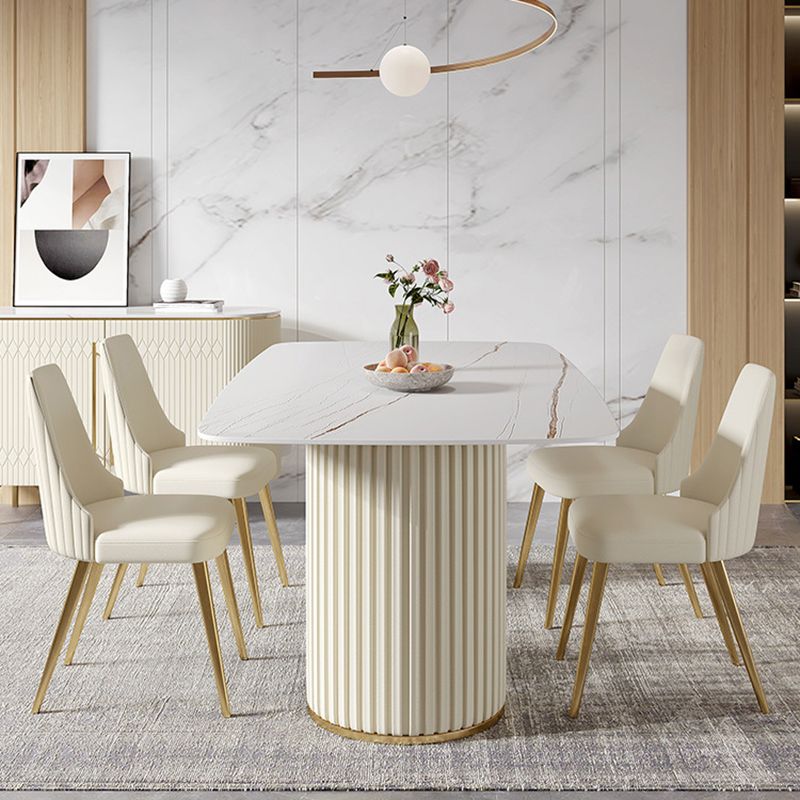 White Glam Dinette Set for Dining Room 1/4/5/7 Pieces Stone Top Dining Table Set Clearhalo 'Dining Room Sets' 'Dining Tables & Seating' 'dining_room_set' 'furn' 'furn_dining_room_set' 'Furniture' 'Kitchen & Dining Furniture' 1200x1200_303e40be-8b0f-49dc-9927-b3d8bd8cb4e7