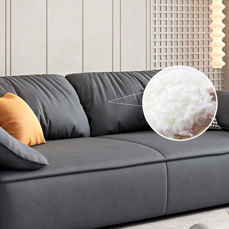 Rectangular Sofa with Pillow Back, Sponge Seat, Padded Pine Chair Legs Gray Frosted Cloth Clearhalo 'furn' 'furn_sofas' 'Furniture' 'furniture_sofas' 'kitchen' 'kitchen_sofas' 'Living Room Furniture' 'Sofa' 'sofas' 1200x1200_303e9b14-3f2d-4353-8535-6e9fff667467